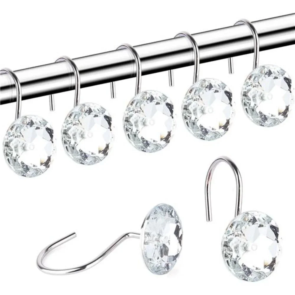 Set of 12  Shower Curtain Hooks Diamond Shape Shower Rings